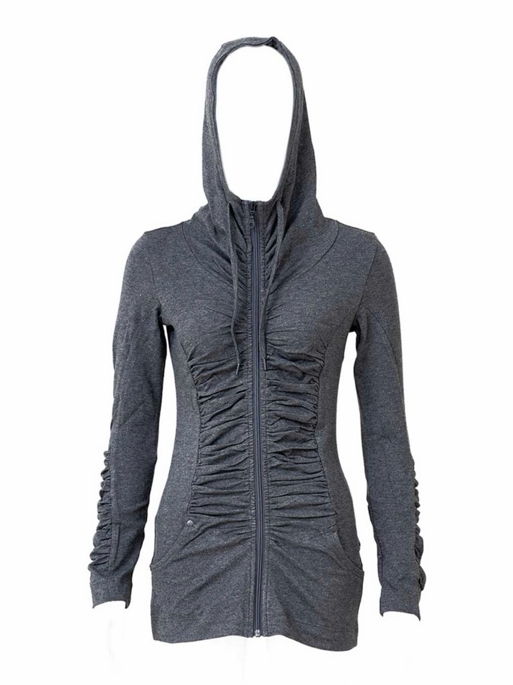 Nomads Hemp Wear Thrive Tunic, Charcoal Melange, Fitted Zip-Up Hoodie, Medium